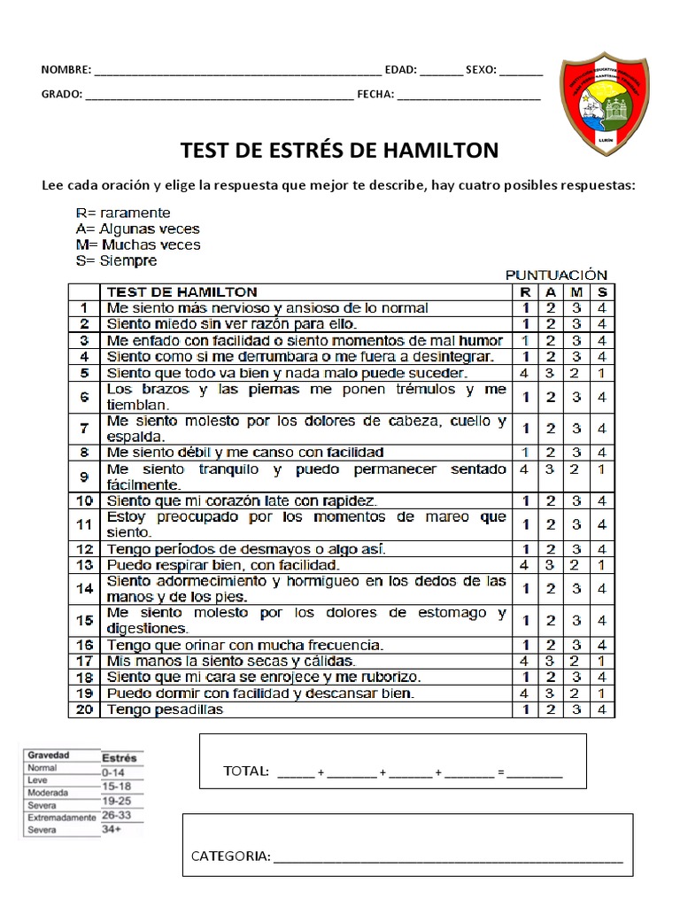 Test de estres de Hamilton | PDF