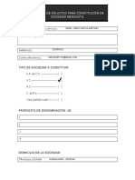 Formato de Solicitud para Constitucion de Sociedad Mercantil