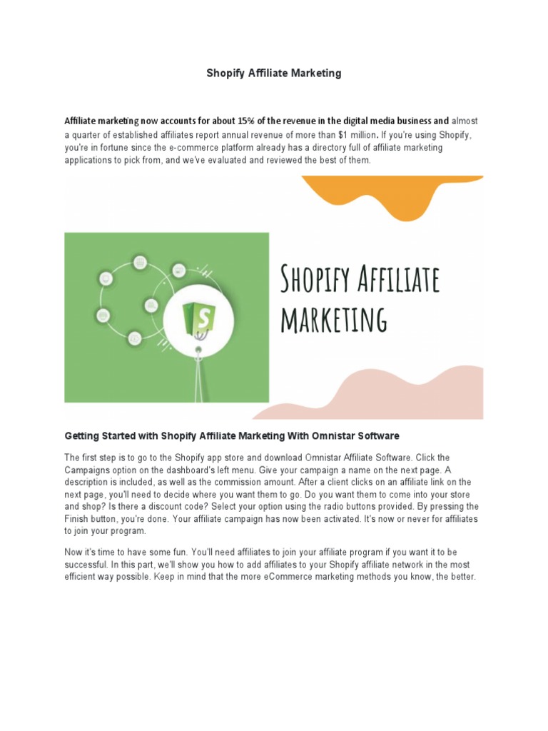 Shopify Affiliate Marketing Guide | PDF | Affiliate Marketing | Websites