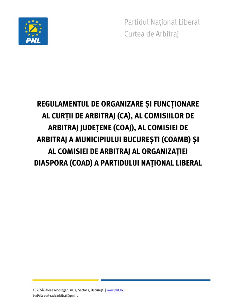 Partidul Naţional Liberal Curtea de Arbitraj | PDF