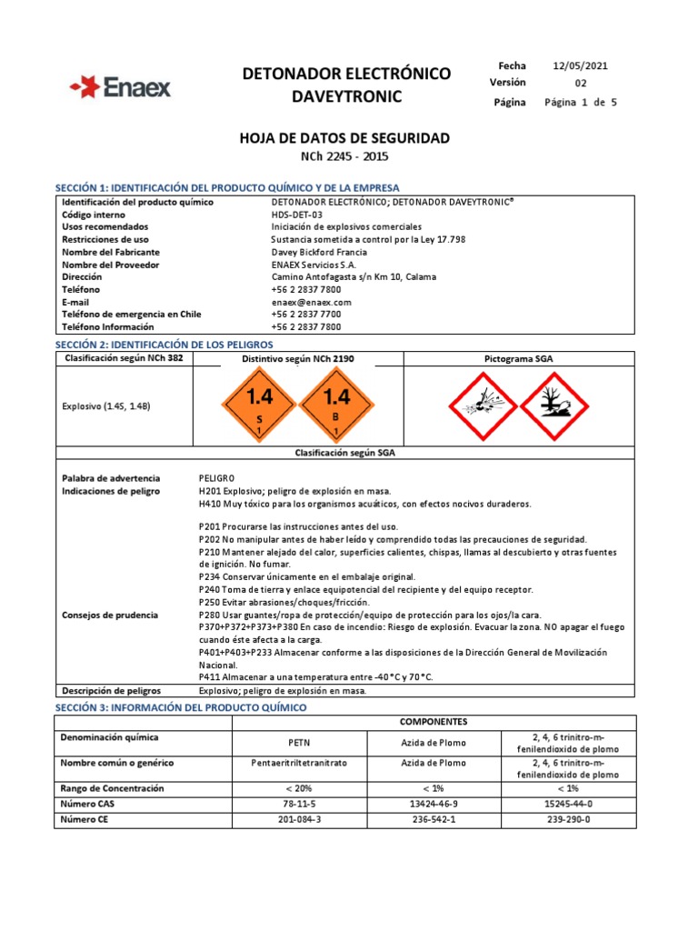 HDS - DET Electronicos - UN 0513 | PDF | Incendios | Ventilación ...