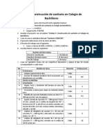 Ejercicio de Project Unidad V. Construcción de Sanitario en Colegio de Bachilleres