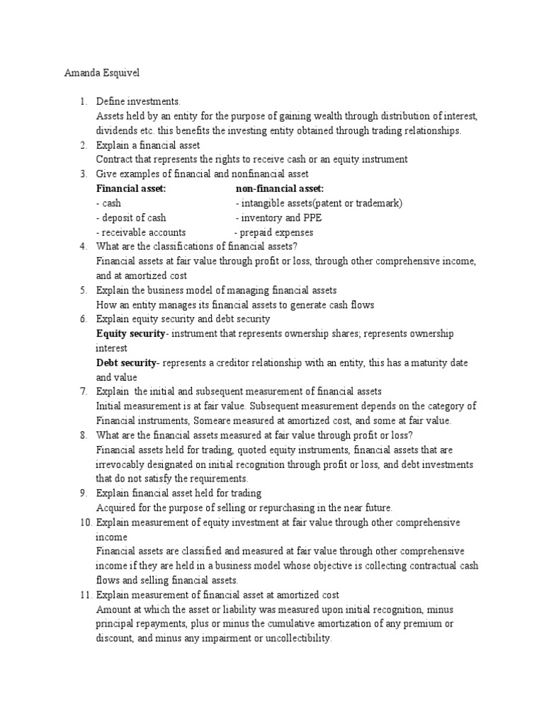Financial Asset: Non-Financial Asset | PDF | Fair Value | Equity (Finance)