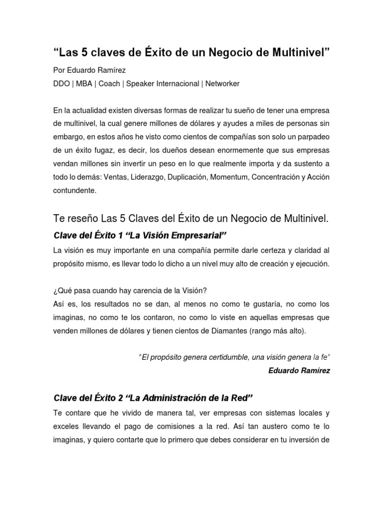 5 Claves para el Éxito en Multinivel | PDF | Marca | Economias