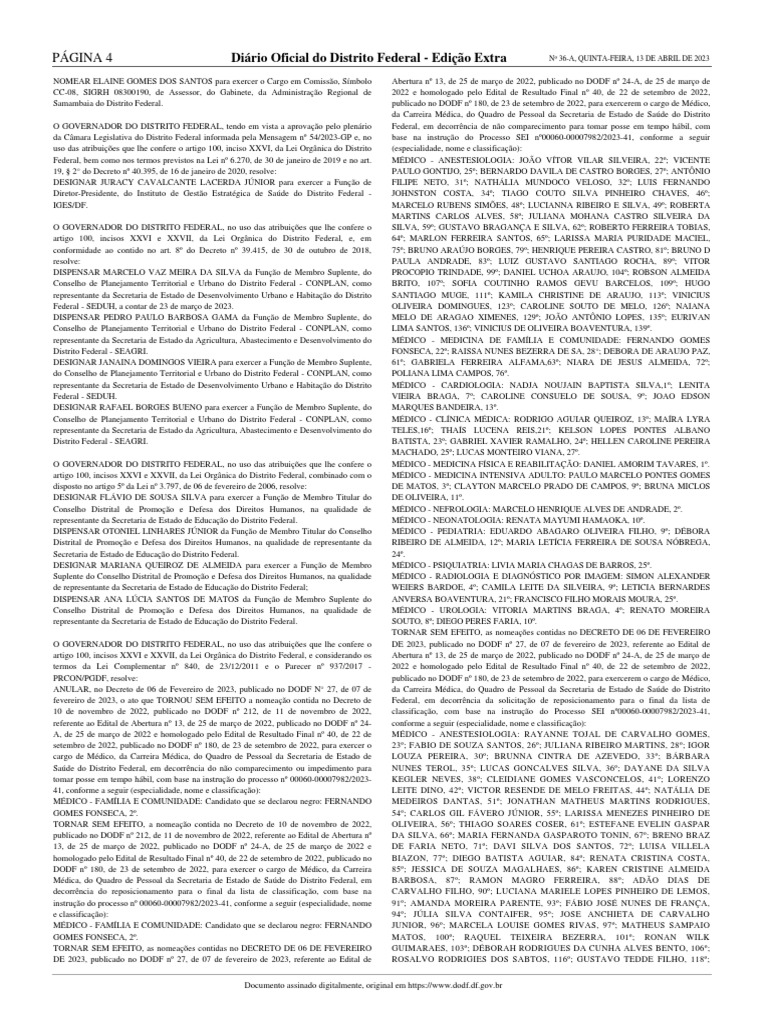 Nomeações e Dispensas no DODF 13/04/2023 | PDF | Remédio | Sistema de saúde