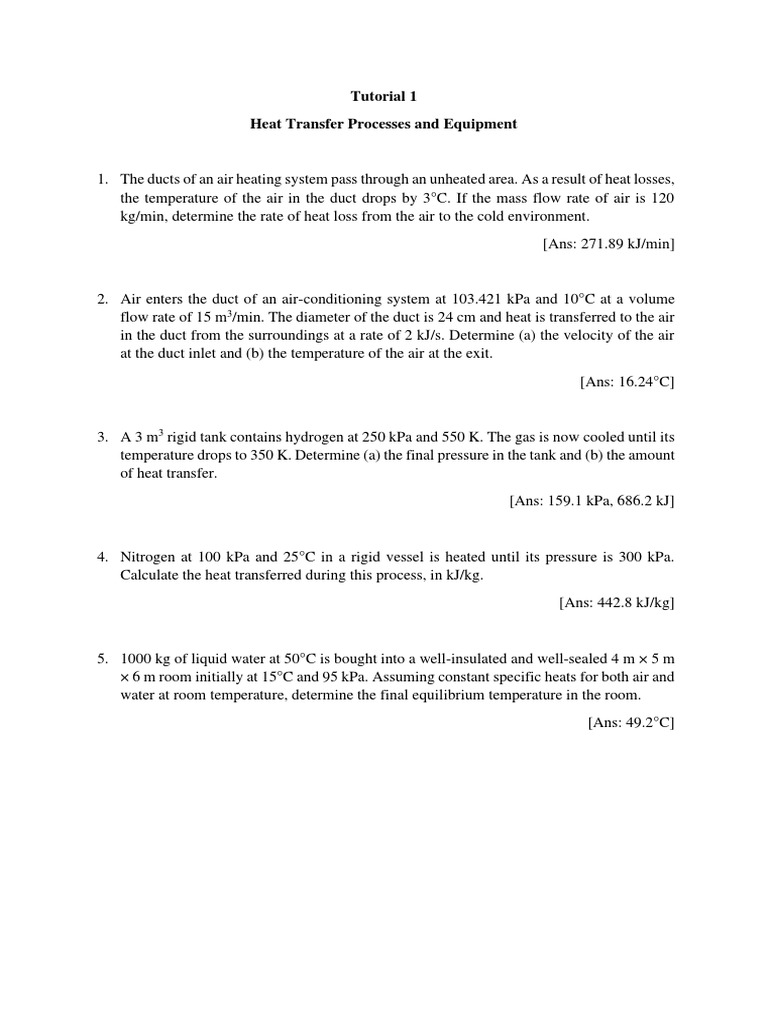 Heat Transfer Calculations Involving Air Conditioning Systems, Gas