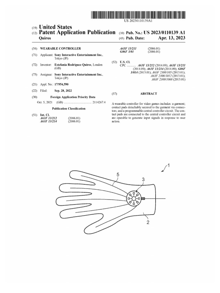 Sony Wearable Controller Patent | PDF