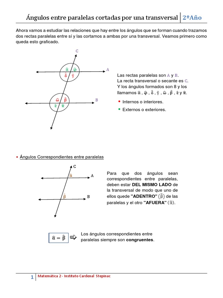 Angulos Entre Paralelas 2021 | PDF | Ángulo | Matemática Elemental