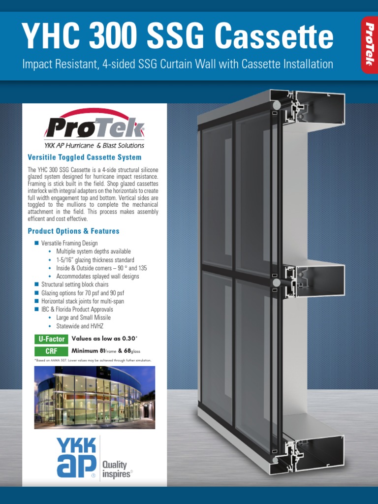 YHC SSG Cassette Impact Resistant, 4Sided SSG Curtain Wall With