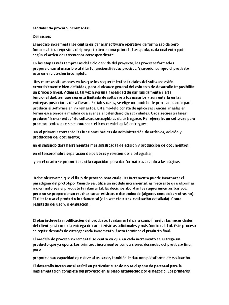Modelos de Proceso Incremental | PDF | Software | Tecnologías de la ...
