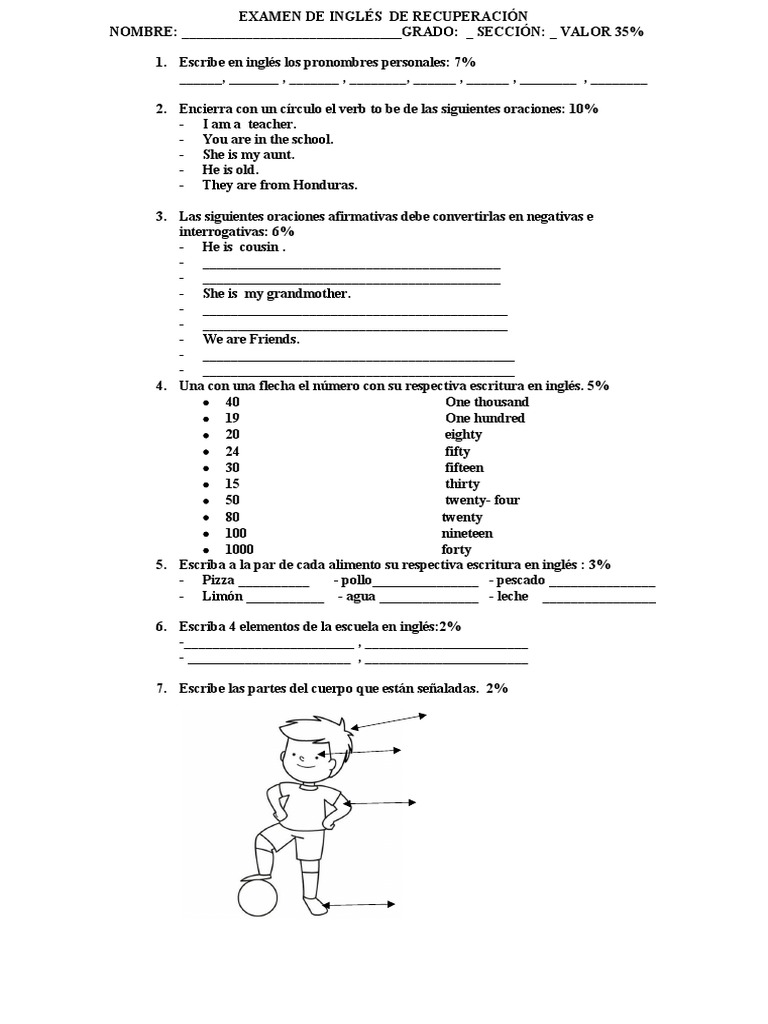 EXAMEN DE INGLÉs 4 Parcial | PDF