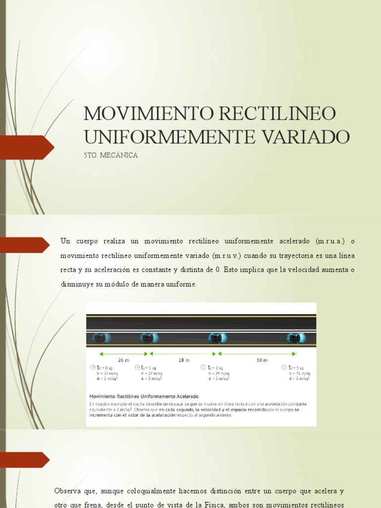 Mruv | PDF | Velocidad | Aceleración