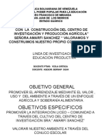 Con La Construcción Del Centro de Investigación Y Producción Agrícola" Señora Amarfi Sanchez " Valoramos Y Construimos Nuestro Propio Conocimiento