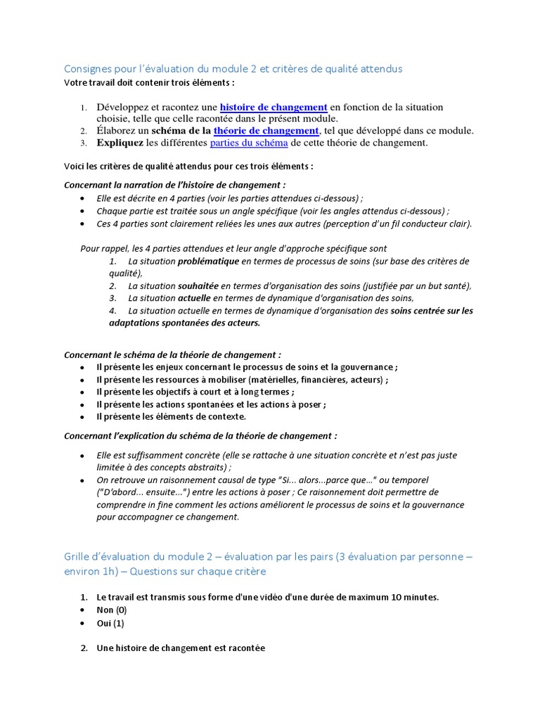 Évaluation du module 2 : théorie de changement | PDF | Gouvernance