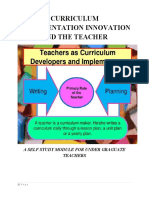 Curriculum Implementation Innovation and The Teacher: A Self Study Module For Under Graguate Teachers