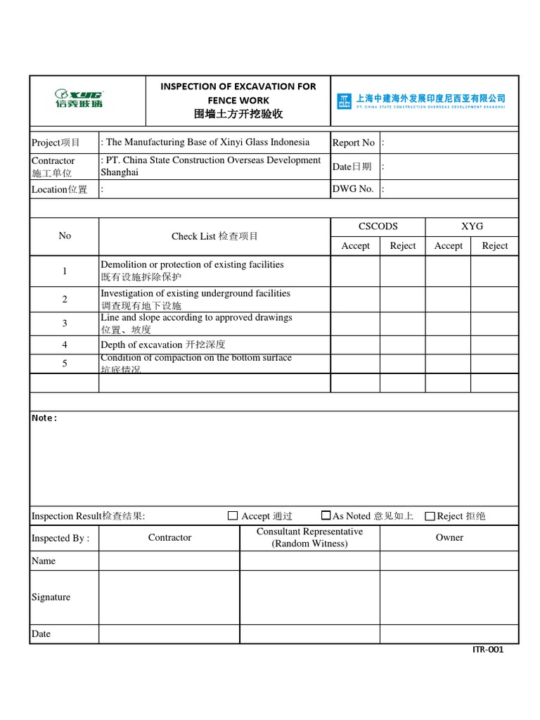 Fence Work Inspection Checklist | PDF | Concrete | Secondary Sector Of ...