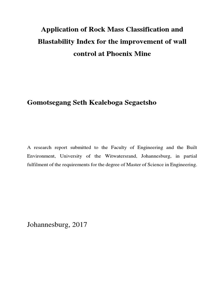 Application of Rock Mass Classification and Blastability Index For The ...