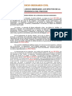 Demanda Del Juicio Ordinario. Los Efectos de La Pendencia Del Proceso