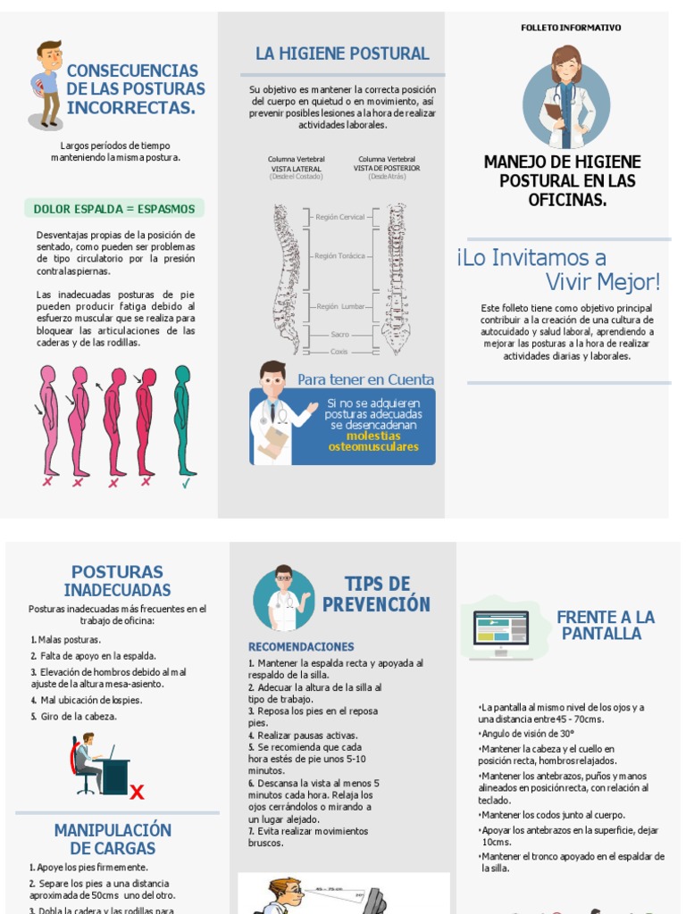 Higiene Postural en el Trabajo de Oficina | PDF | Dolor lumbar | La ...