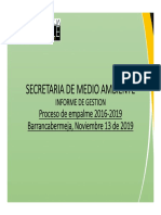 Presentación Informe de Gestión Empalme SECRETARIA DE MEDIO AMBIENTE 2019 2