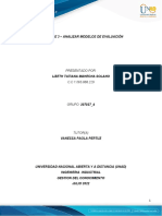 Fase 3 - Analizar Modelos de Evaluación: Presentado Por: C.C 1.065.888.229