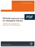 Perform Resource Manual For Workplace Trainers: Guidelines For Preparing and Delivering The Perform Program