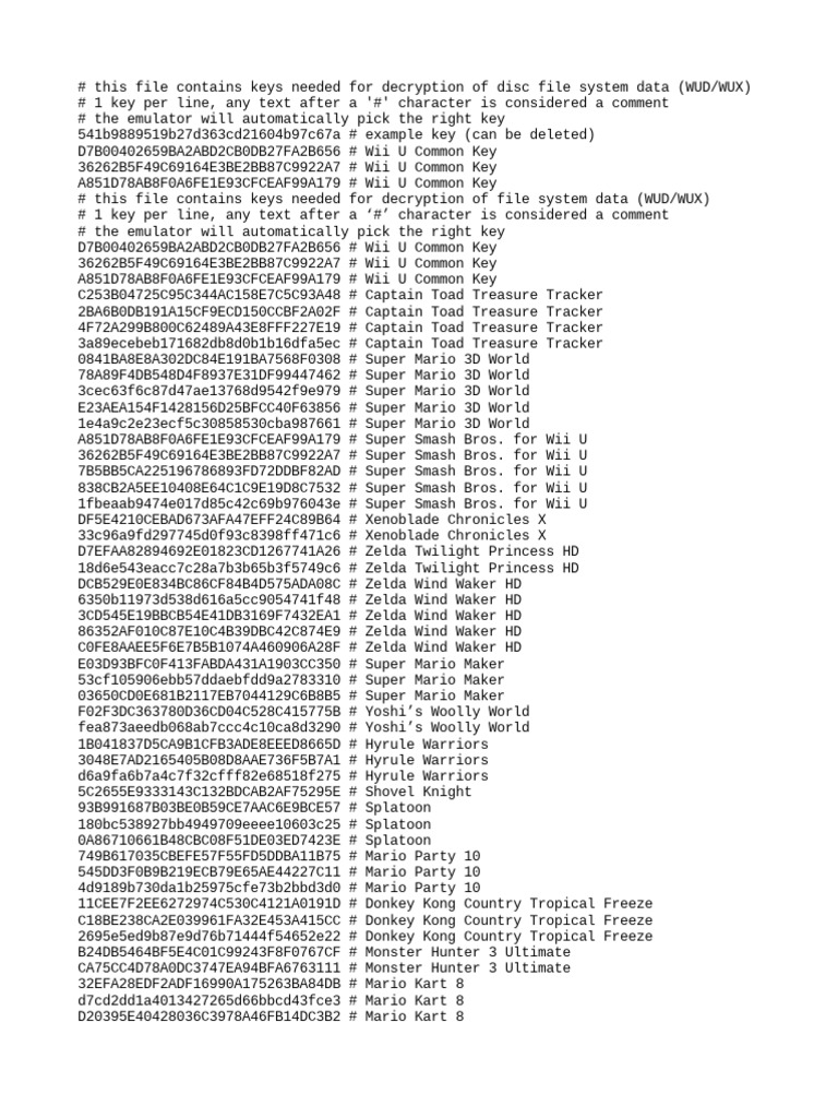 Keys PDF Wii Nintendo Franchises