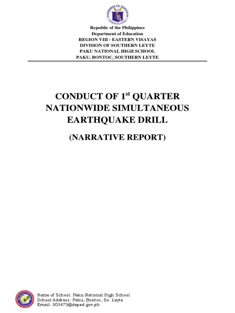 1st Quarter NSED NARRATIVE REPORT PAKU NATIONAL HIGH SCHOOL PDF