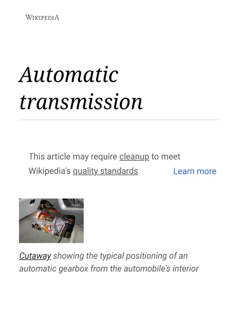 Automatic Transmission Wikipedia PDF Automatic Transmission
