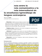 Diferencia competencia comunicativa intercultural enseñanza lenguas