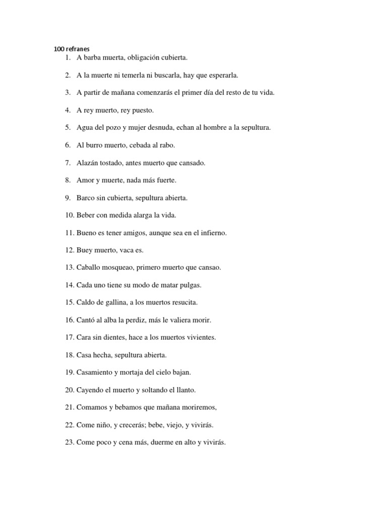 100 Refranes | PDF | Animales domesticados | Religión y creencia, image size:768x1024