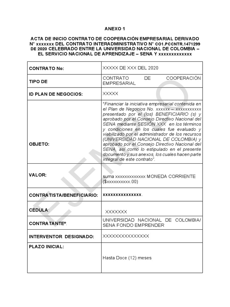 Anexo 1 - ACTA DE INICIO | PDF