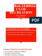 Characteristics of Recreation