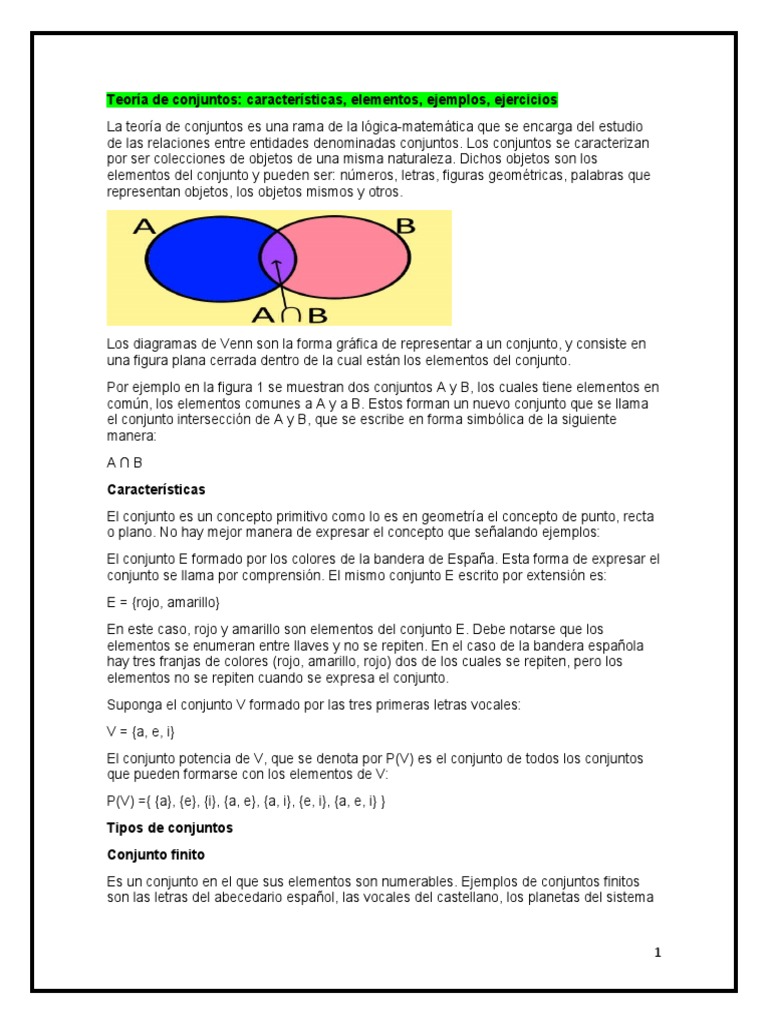 Teoría de Conjuntos: Características y Ejemplos | PDF | Conjunto ...