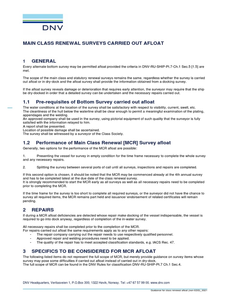 Main Class Renewal Surveys Carried Out Afloat Download Free PDF