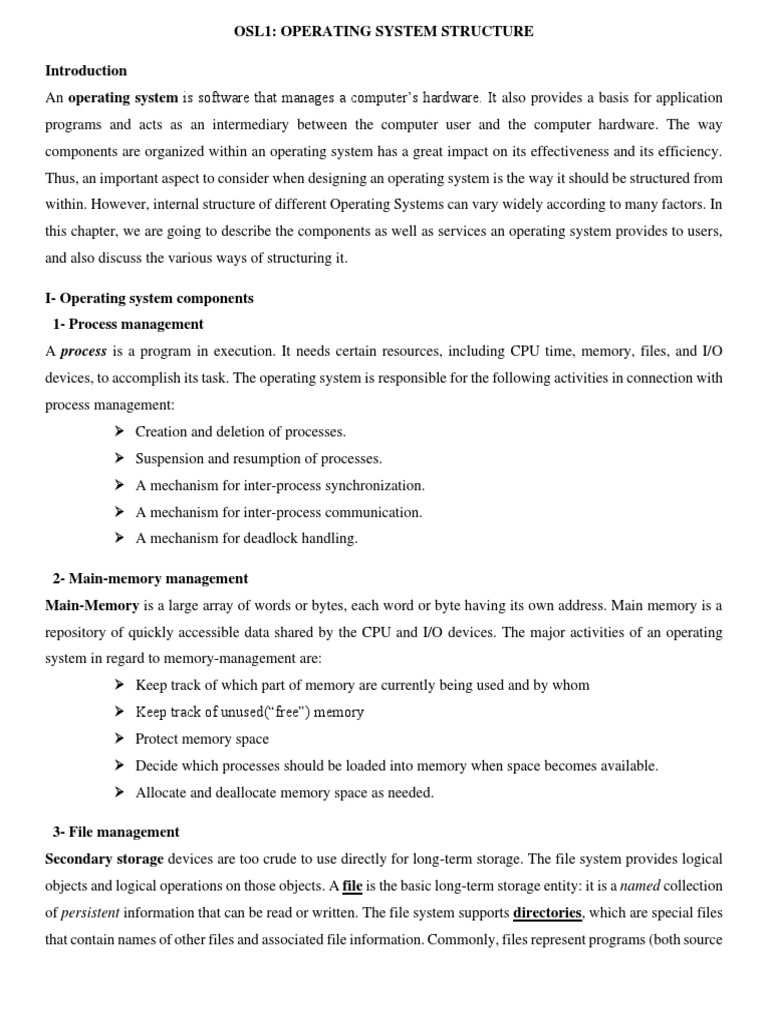 Operating System Structure Overview | PDF | Operating System | Kernel ...