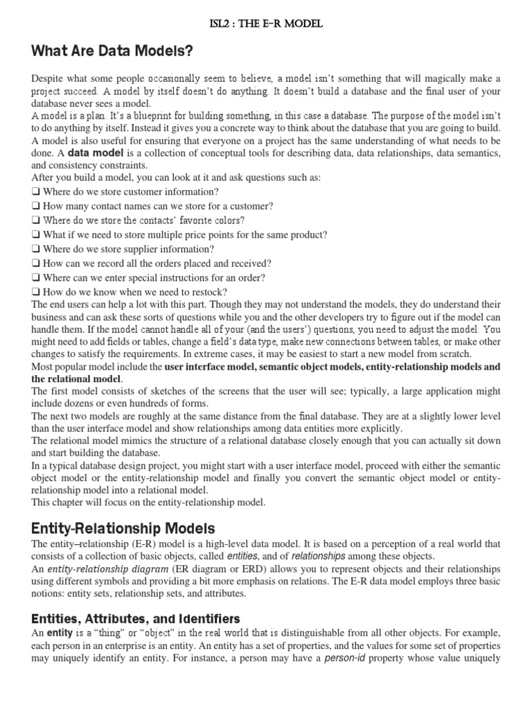 Understanding data models an in depth look at the entity relationship