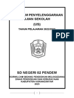 Program Penyelenggaraan Ujian Sekolah: TAHUN PELAJARAN 2022/2023