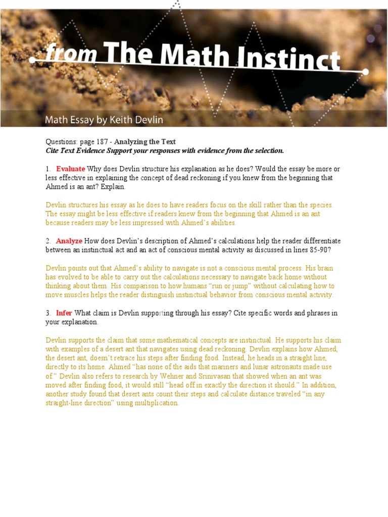 The Math Instinct Analysis Questions | PDF | Philosophy | Self-Improvement