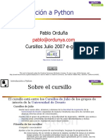 Introducción A Python: Pablo Orduña Cursillos Julio 2007 E-Ghost