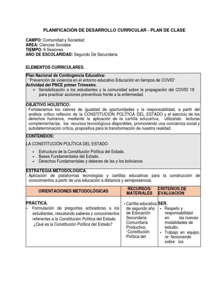 FORMATO PDC SOCIALES SECUNDARIA | PDF | Constitución | Estado (política)