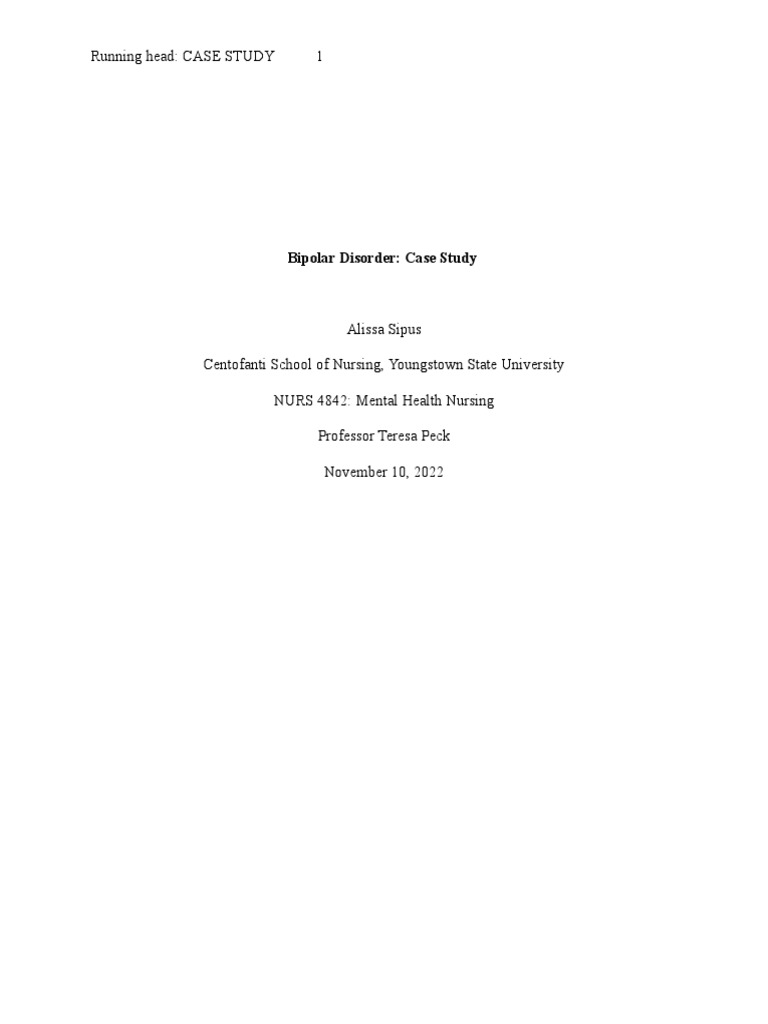 Case Study | PDF | Bipolar Disorder | Mania