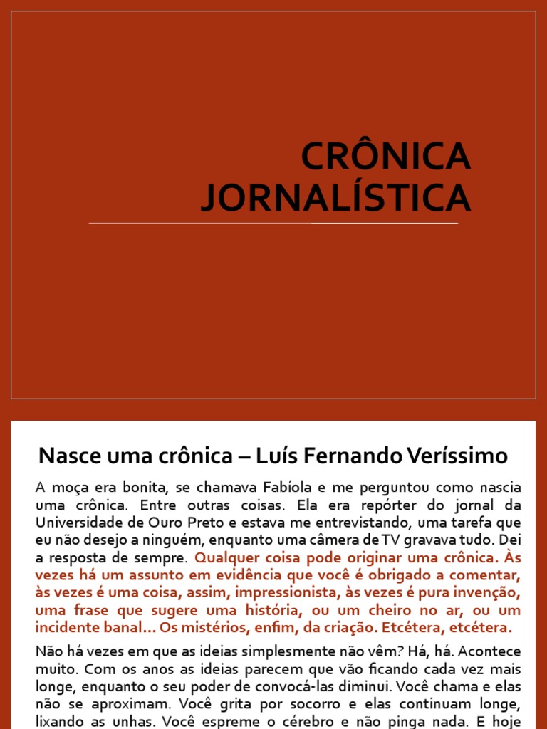 Crônica Jornalística - 1º Ano 2018 | PDF | Jornalismo