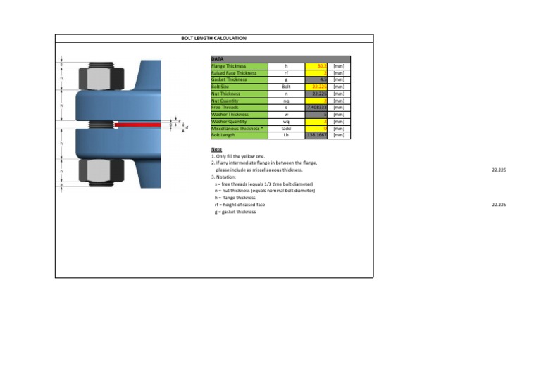 Flange Bolt Length Calculation Guide | PDF