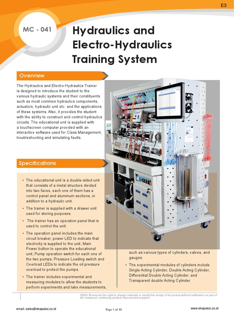 E3. MC041 Hdraulics and ElectroHydraulics Training System PDF