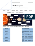 Solar System Activity Sheet