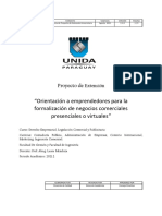 Orientación A Emprendedores para La Formalización de Negocios Comerciales Presenciales o Virtuales