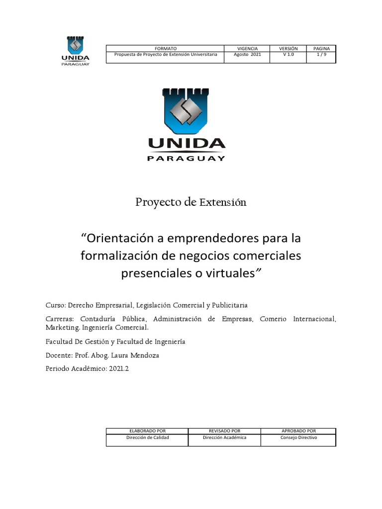 Orientación A Emprendedores para La Formalización de Negocios ...