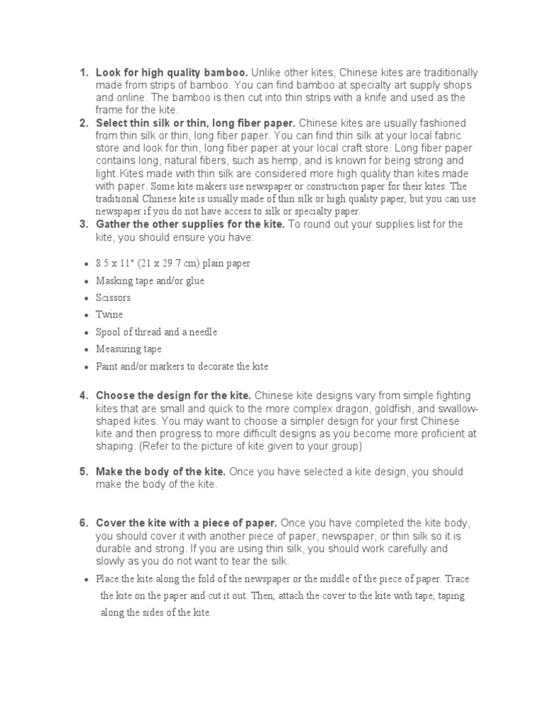 How to Make a Chinese Kite | PDF | Kite | Silk