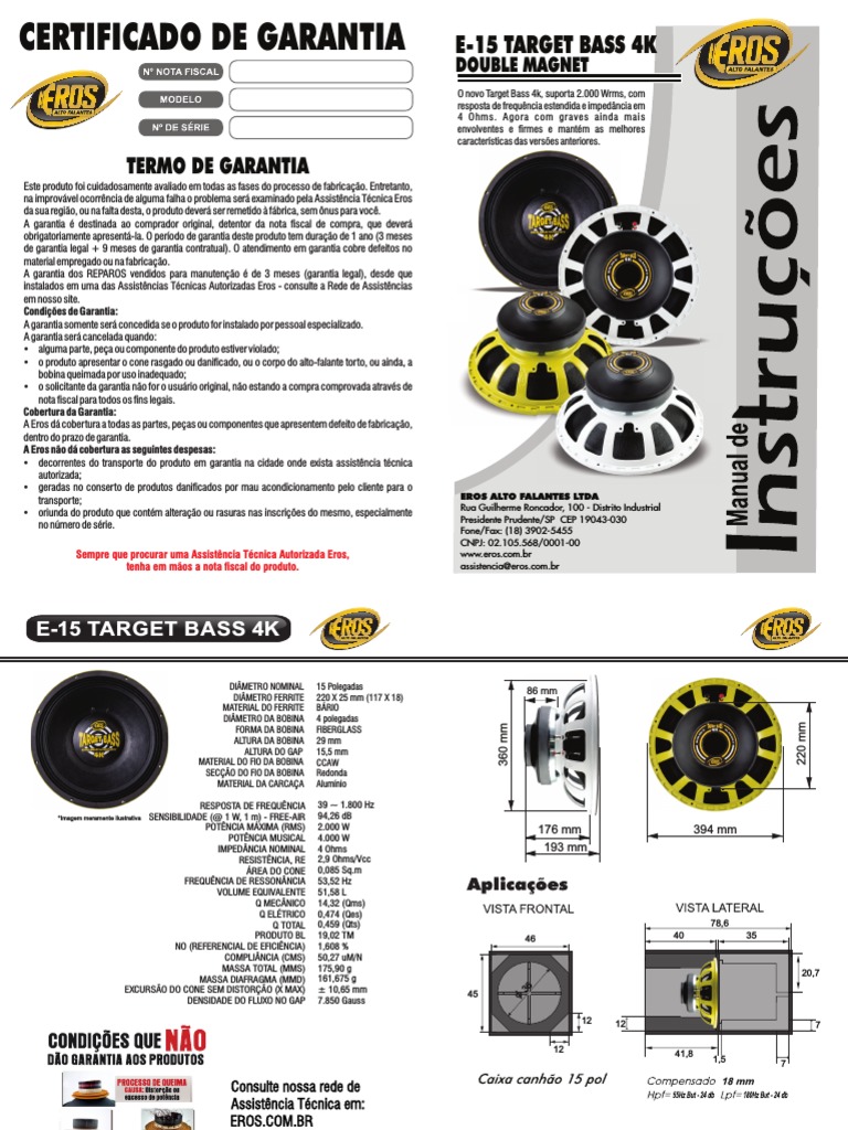 Manual 15 Target Bass 4K | PDF | Ciências Físicas | Eletricidade